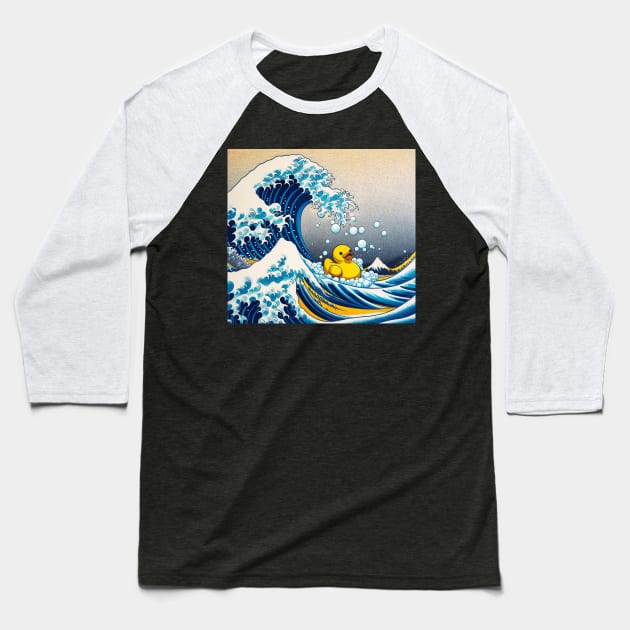 Bubble Wave Duck Kanagawa: National Bubble Bath Day Baseball T-Shirt by Edd Paint Something